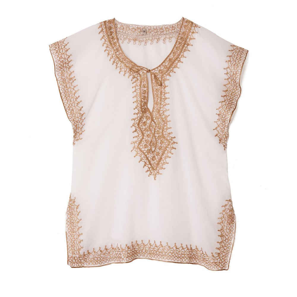 White & Gold Cotton Top