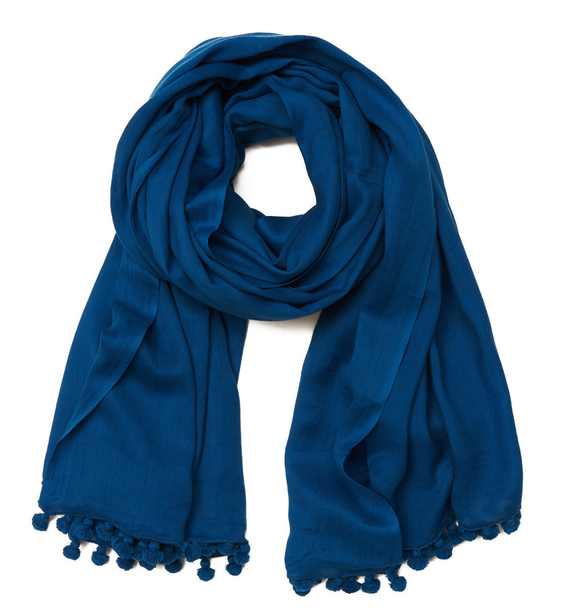 Blue Cotton Pom Scarf & Sarong - Shop Latitude